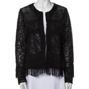 Alexis Black fringe crochet jacket